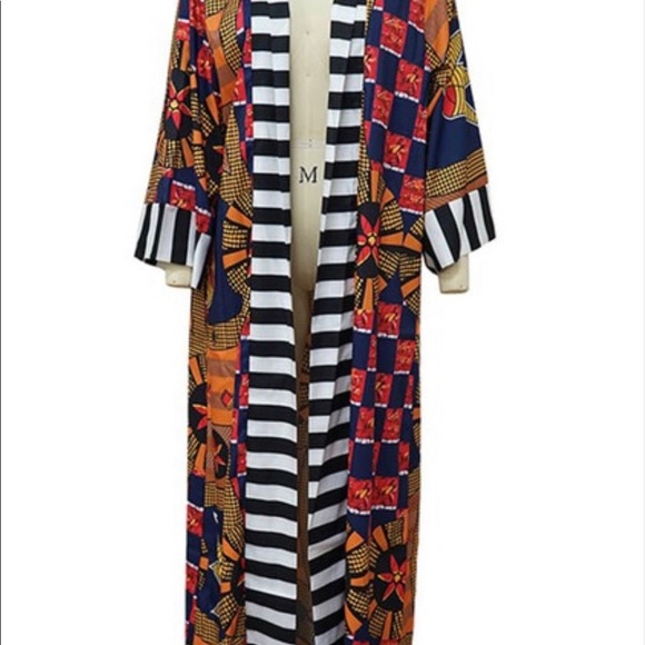 Tribal Orange Long Line Maxi Jacket - Picture 2 of 6